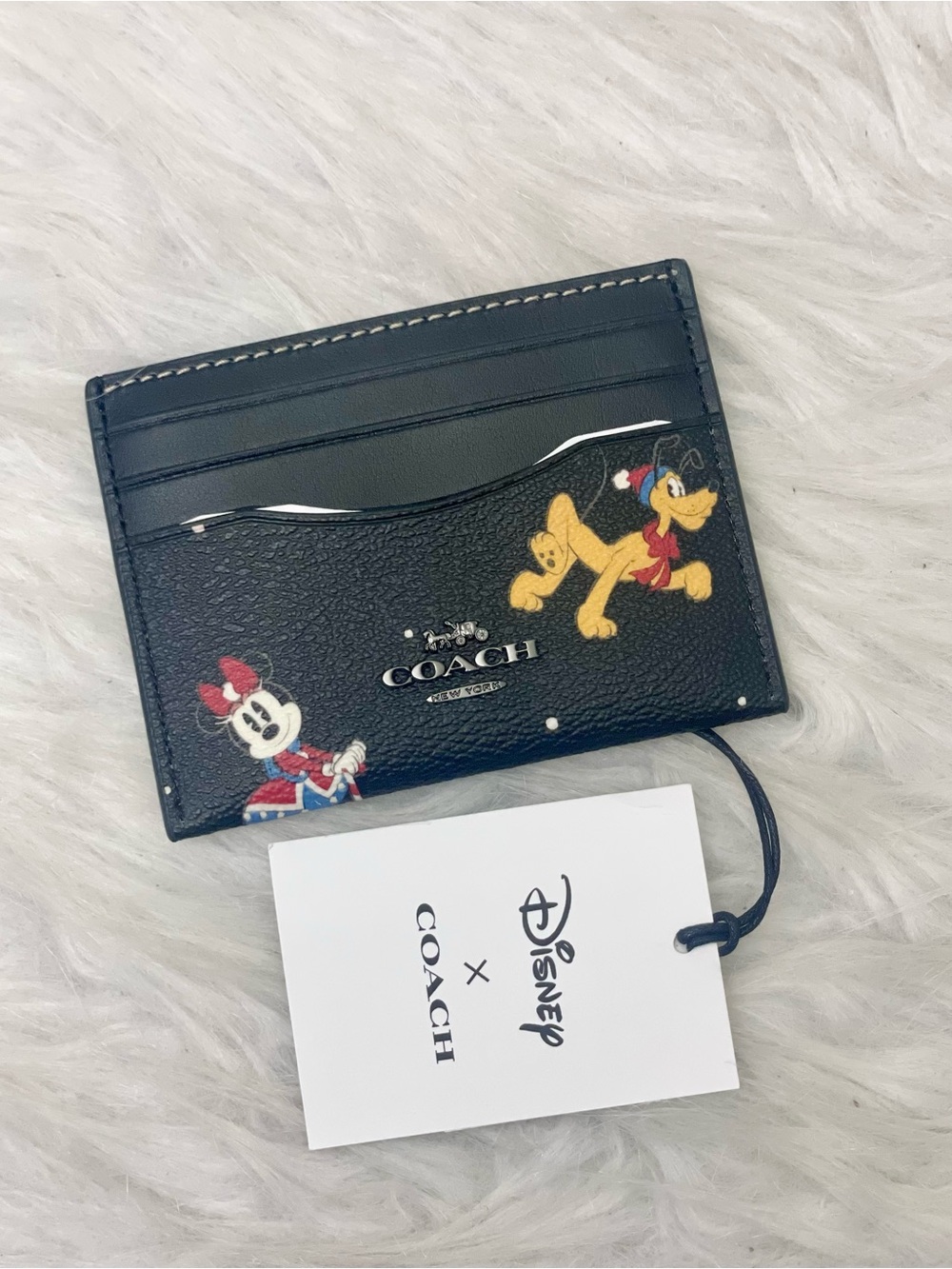 COACH Disney X Coach Slim Id Card Case With Holiday Print CN032 NEW